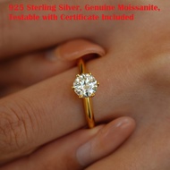 XICLONG Real Moissanite 1ct 2ct 3ct 5ct 18k Gold Plated Six-prong Round Cut White D Color Ring In S9