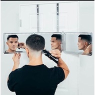 TWSOUL Portable Trifold Mirror, 360° Barber Mirror, 3 Way Mirror with Adjustable Height Brackets to 