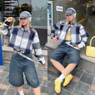 BLUE/PINK/CREAM STRIPED FLANNEL Crochet Shirt Short form Shirt Local Brand Jaystoree