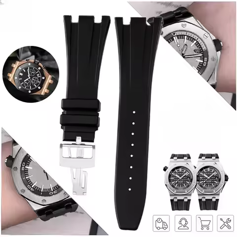Waterproof Silicone Watchbands for AP Royal Oak Offshore 15400/26470/15703 Waterproof and Sweat Resi