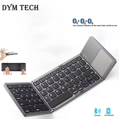 Russian/Spanish/English B033 Mini Foldable keyboard, Wireless Bluetooth Keyboard Recharger with Touc