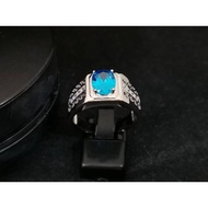 925 pure Silver 7 ×9mm CZ stone with white gold plated men's ring