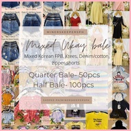 § ۩ Mixed Ukay Half Bale | Korean FPB, Ktees, Denim/Cotton zipper shorts | 100pcs