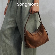 Songmont Premium Texture hobo Tote Bag Suede Underarm Commuter Dumpling Bag