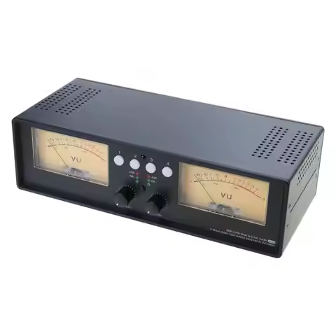 F62C Dual-Analog VU Meter Music DB-Panel Display 4-channel Stereo-Sound Level Power Amplifier Switch