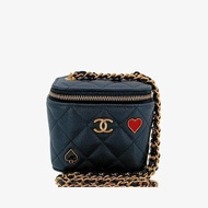 CHANEL Black Caviar Leather Mini Vanity Case Bag