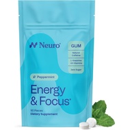 Neuro Energy & Focus Gum - 40mg  Caffeine Gum & Nootropic Energy  with  & B Vitamins - Sugar Free, V