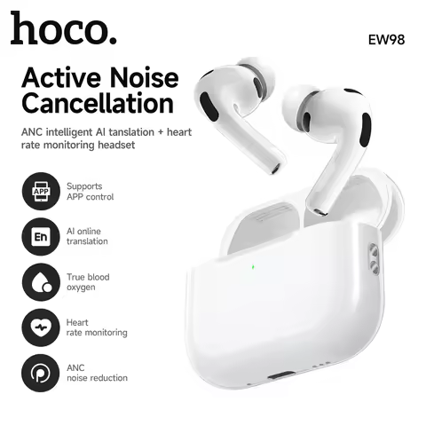 HOCO EW98 Pro 3 ANC Noise Reduction Bluetooth Earphone Heart Rate Monitoring Wireless Earbuds Headse