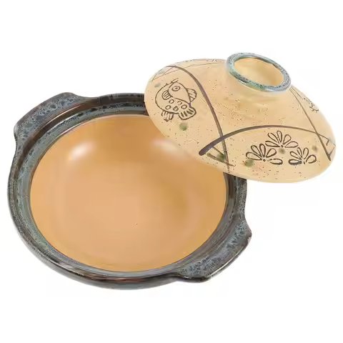 Ceramic Casserole Pan Smooth Cooking Pot Flat Base Stewing Pot for Rice Soup Braised Dishes Kitchen 