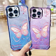 Dance Butterfly Phone Case with Rose 2-in-1 Crossbody Lanyard Wristband For i Phone 13 Pro For i Pho