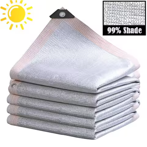 99% Shade Rate Aluminum Foil Sunshade Net Summer Silvery Reflective Sun Shelter Car Sun Shed Canopy 