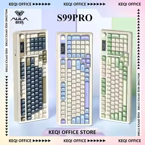 Aula S99pro Keyboard Three Mode Wireless RGB Multifunctional Knob Smart Screen Ergonomics Custom Gam