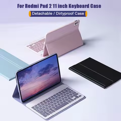 For New Redmi pad 2 11" Case Redmi pad SE 11 with Keyboard,Detachable Wireless Keyboard+Tablet Cover