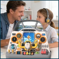 Plane Cockpit Toy Interactive Cockpit Game Light and Sound Pretend Play Kids Airplane Toy for Kinder