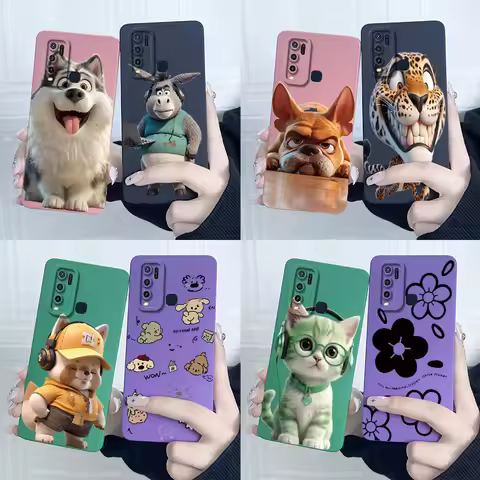 For Vivo Y30 Y30i Y50 Phone Case Vivo Y50 Y30i Y30 4G 1938 1935 Back Cover Lovely Cat Liquid Soft Si