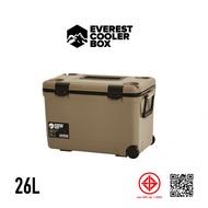 Meymey_Mall EVEREST COOLER BOX กระติกน้ำแข็งมีล้อลาก พร้อมที่วางแก้ว AG2526 ขนาด 26 ลิตร สี SAND BEI