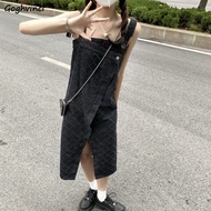 Sleeveless Dresses Women Denim Harajuku Designer Hipster Vintage Street Wear Midi Casual Preppy Style Students Younger Femme BF