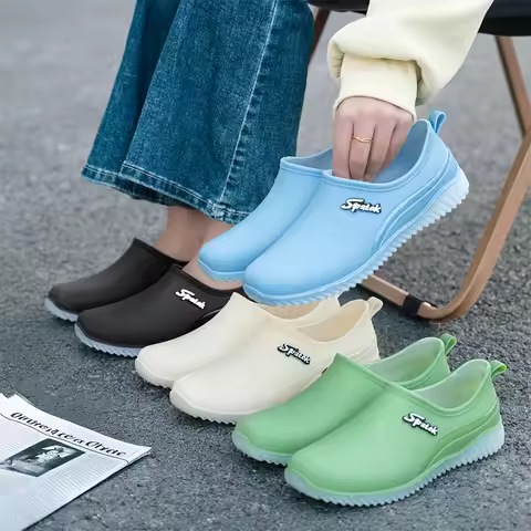 women's plush rain shoes warm waterproof galoshes woman low top rainshoes female chef work shoes lad