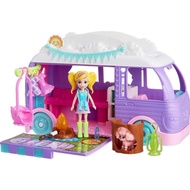 Polly Pocket Doll & Pet Playset, Travel Toy with Camping & Food Accessories, Glamping Camper Van