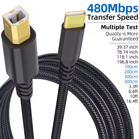 Nylon Braided Plug And Play Printer Scanner Cord USB B to USB C Printer Cable For HP Canon Epson Lex