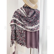 2025Blogger's Same Style Double-Sided Silk Wool Long Scarf Shawl Diamond Pattern Mulberry Silk Wool 