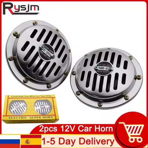 AD 2pcs 12V Motorcycle Horn Chrome Round Slotted Grille Car Horn Cover Fit For Honda Speaker Horns B