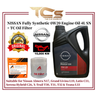 NISSAN Fully Synthetic 0W20 Engine Oil 4L SP/GF-6 + TC Oil Filter