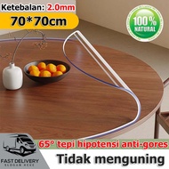 【2025 Tikar Meja Bundar】Plastik Meja Makan Bening Tebal 2mm Taplak Meja Waterproof Alas Meja PVC Tra