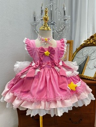 ชุดนักแสดงเครื่องรางนำโชค Fairy Tail Cosplay สำหรับเด็กผู้หญิง ชุดเจ้าหญิงสไตล์ Lolita พร้อมปีกแสงปร