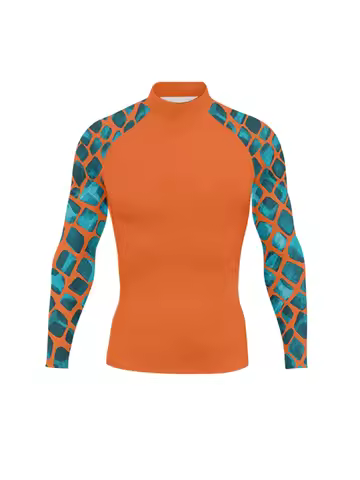 Men Surf Sunscreen Diving Suit Rash Protection t-Shirt Swimsuit Tight Long-Sleeved Swimming Floating