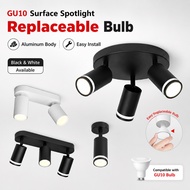 GU10 LED Ceiling Spotlight Tricolor Replaceable Bulbs Track Lampu 2/3/4/5/6 Heads  Surface Mount Spo