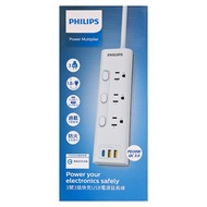 PHILIPS 飛利浦 CHP8430WA/96 3開3插 2USB + Type C PD 20W 延長線 1.8m 白色 1個