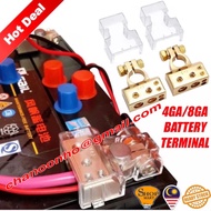 CAR BATTERY TERMINAL HEAD 4GA/8GA GOLD SILVER WIRE CLIP CRAMP WITH COVER PROTECTOR CAR AUDIO ACCS KE