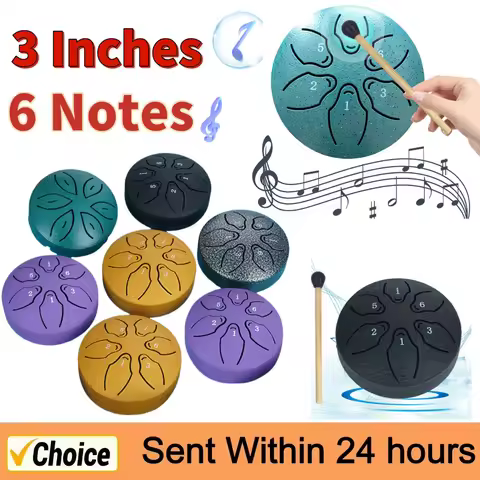 3 Inches 6 Notes Rain Drum Mini Handpan Drum Outdoor Instrument Ornament Yoga Meditation Steel Tongu