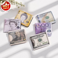 Mens Short Wallet Trifold Currency Pattern Clip High Quality Two Fold Card Holder Multi Card Pocket 