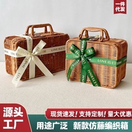 ST/💚Spot Vintage Gift Box Box Moon Cake Wedding Portable Gift Box Bridesmaid Bamboo Rattan Gift Box 2SAB