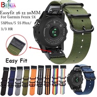 26 22 20MM Watchband for Garmin Fenix 5X 5 5S Plus 3 3HR Forerunner 935 945 Watches Quick Release Wrist Band Strap nylon