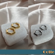 Hexagon Gold Silver Hoop Earring