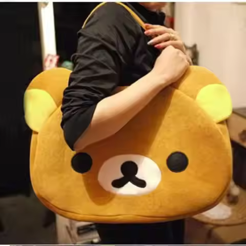 San-X Rilakkuma Plush Bag Kumamon Kiiroitori PomPomPurin Plush Bagpack Tote Bag Large Capacity Shoul