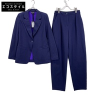 Emporio Armani 紫色人字紋外套和褲子套裝，尺寸 42/40（二手）