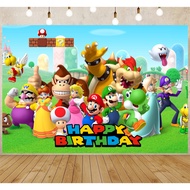 Mario themed birthday photography decoration banner birthday party party venue layout background cloth