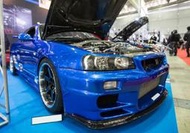  ★法克斯★NISSAN 日產Skyline GTR34 碳纖維改裝TS款前唇小包圍前鏟帶底下巴