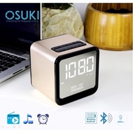 OSUKI Wireless Bluetooth FM Radio Stereo Speaker LED Alarm Clock (Gold)