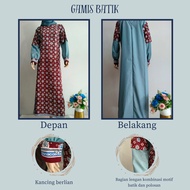 Gamis motif batik kombinasi polosan Toyobo