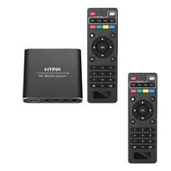 4K Media Player with 2X Remote Control, Digital MP4 Player for 8TB HDD/USB Drive/TF Card/H.265 MP4 P