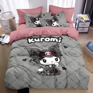 XY Sanrio Kuromi 3in1 Bedding Set Bed Sheet Quilt Cover Home Bedroom Washable Comfortable Dormitory