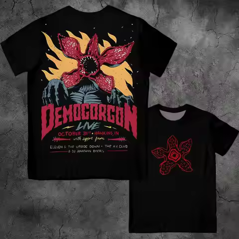 Eddie Munson Stranger Vintage Print T-shirt Demogorgon Cannibal Flower Hawkins Graphic Tee Y2K Stree