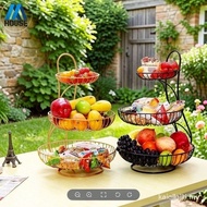 2/3 Tiers Storage Baskets Nordic Gold Fruit Vegetables Basket Desktop Kitchen Organizer Basket Livin