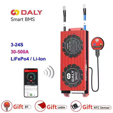Daly Smart BMS LiFePo4 Li-Ion 18650 Battery 16S 48V BMS 3S 8S 12S 24S 12V 24V 36V 60V 30A 60A 80A 10