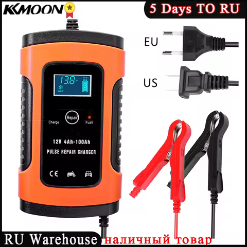 12V 6A LCD Smart Fast Car Battery Charger for Auto Motorcycle Lead-Acid AGM GEL Batteries Intelligen